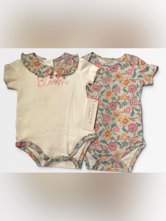 Chickpea Organic Other - +NWT Chickpea Organic Baby Girl Retro Floral 2-Pack Bodysuit Bundle Set 6-9M